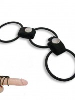 X-Man Penisring Schiene (Leder + PVC) mit 3 Ringen