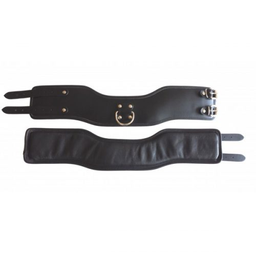 weich gepolsterte Leder Halskrause in ergonomischer Form S/M (Breit: 9cm Lang: 42cm) schwarz