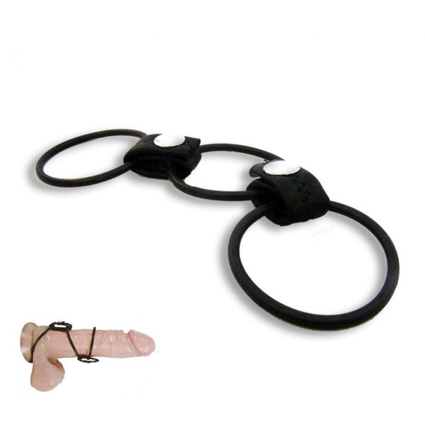 X-Man Penis und Hoden Kombination (Leder + PVC) mit 3 Ringen